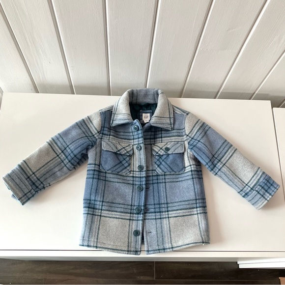 GAP Toddler Boys Wool Plaid Fall Coat - Picture 5 of 8